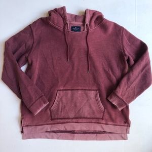 American Eagle Faded Dark Red Hooded Sweatshirt